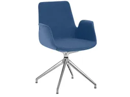 Besucherstuhl "2009" mit Aluminium-Sternfuß-Gestell, drehbar, mit Armlehnen, blau – Produktbild 1 von 1