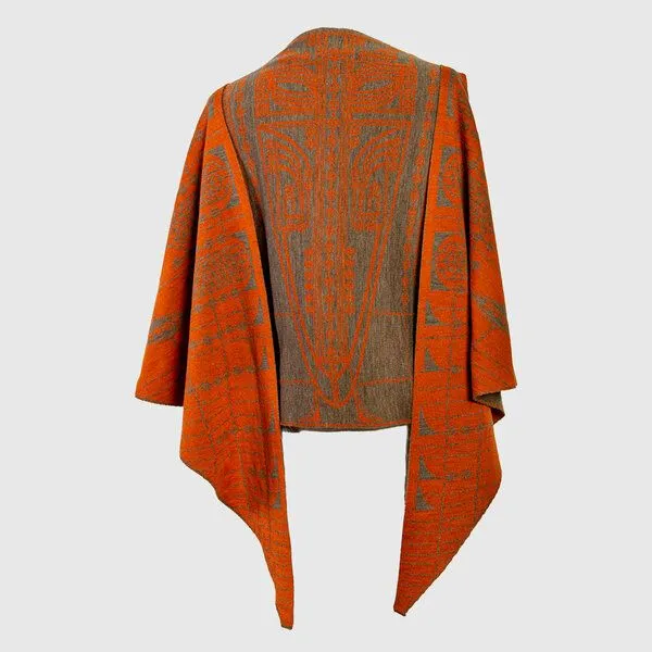 LANARTO slow fashion LANARTO slow fashion Schultertuch Pueblo aus mulesingfreier Merinowolle made in germany, Orange, – Produktbild 1 von 4