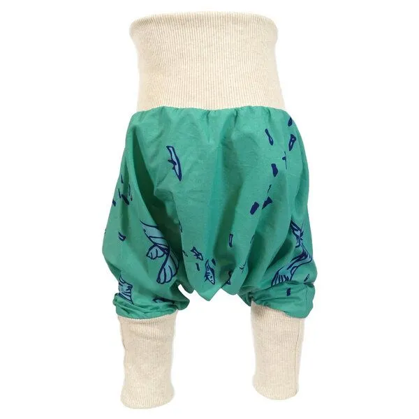 liebewicht liebewicht Yogahose weite Hose für Kinder "Fliegende Fische" türkis aus Biobaumwolle Gr.56-116, Green, – Produktbild 3 von 5