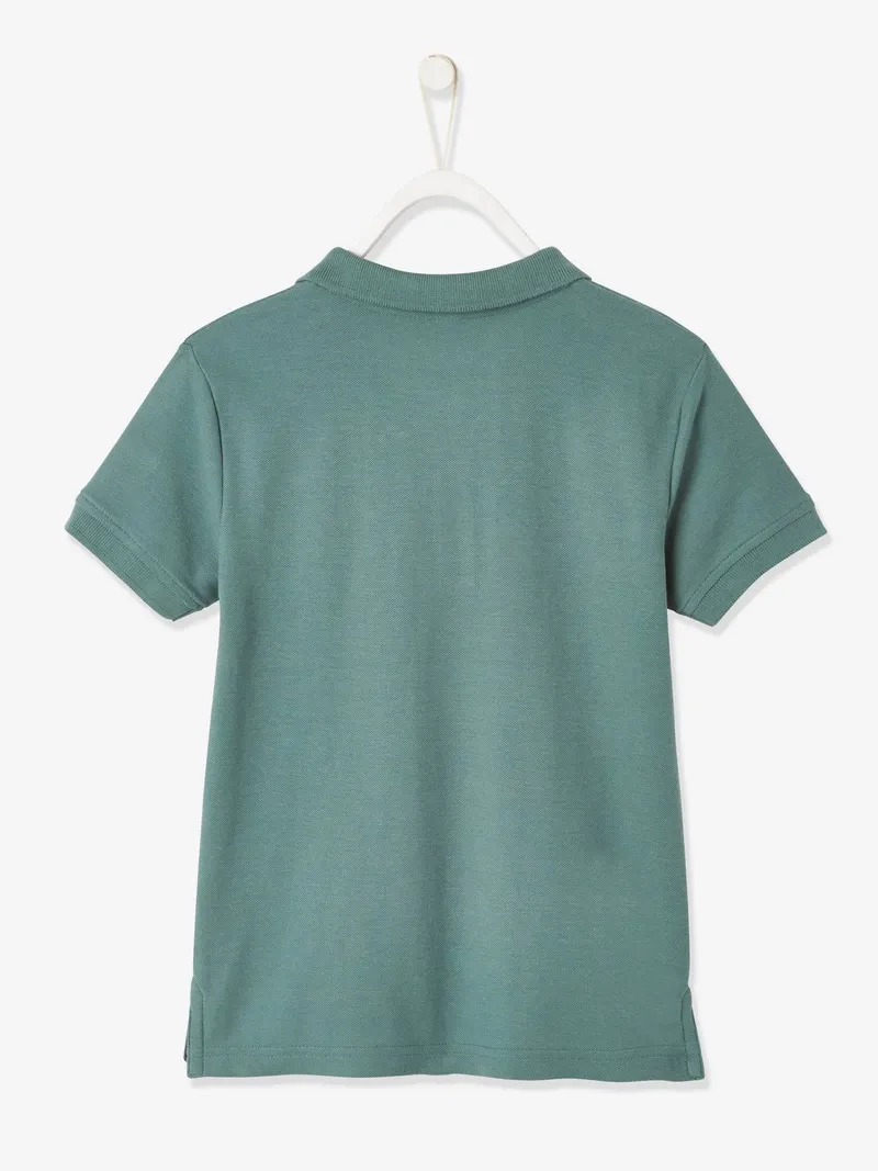Vertbaudet Jungen Poloshirt mit Hai-Stickerei, Graugrün, – Produktbild 2 von 4