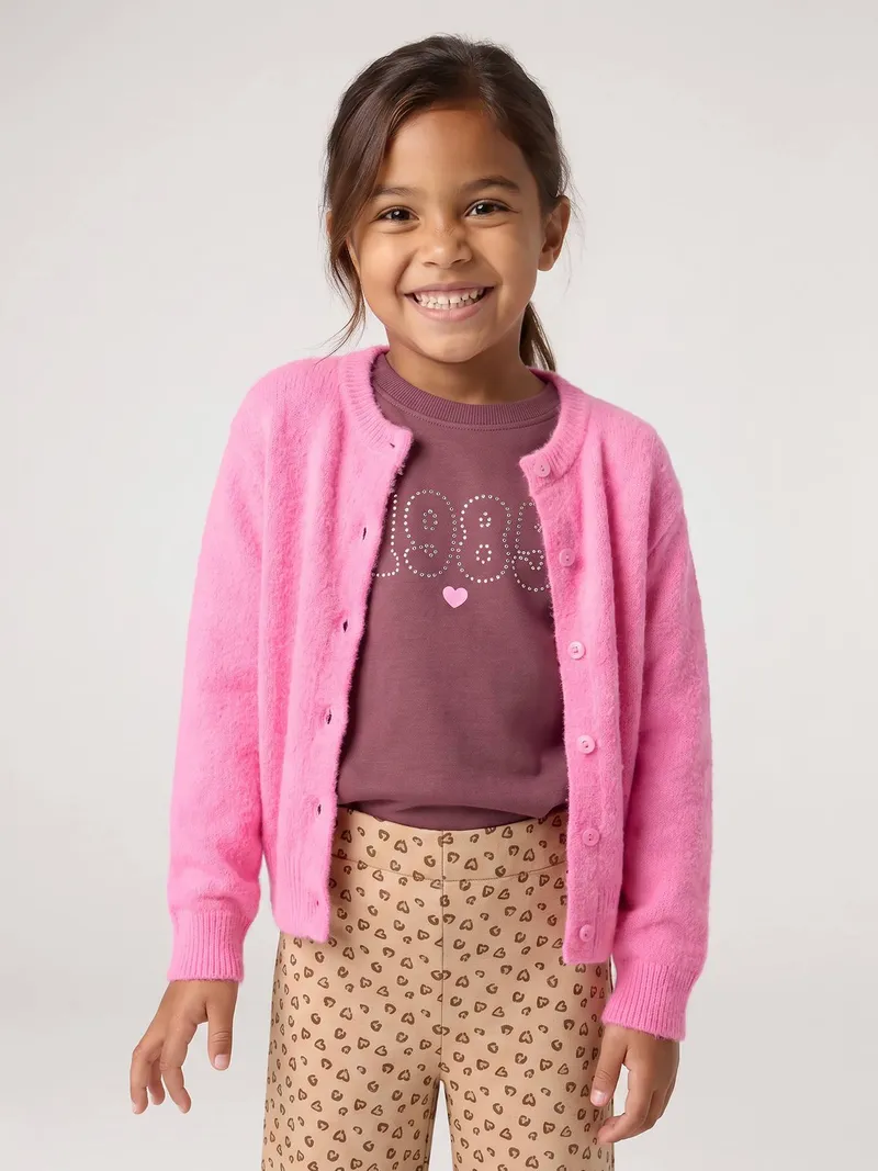 Vertbaudet Flauschige Strickjacke Mädchen, Rosa, – Produktbild 2 von 4