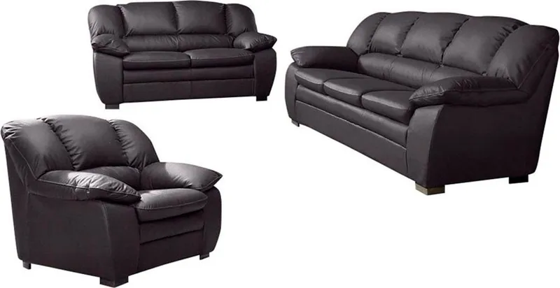 COTTA Polstergarnitur Casino, 3tlg. Set, Sofa Wohnzimmer Garnitur, Wellenunterfederung, (Set, 3-tlg), Sessel, 2-Sitzer, 2,5-Sitzer, hohe Rückenlehne, Braun, – Produktbild 2 von 8