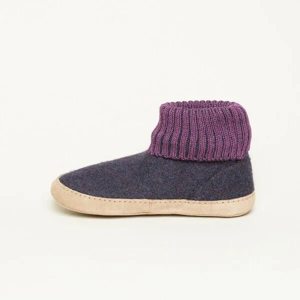 Gottstein Gottstein Hüttenschuh Dakota - Hoher Filzhausschuh für Damen & Herren aus 100% Schurwolle mit extra bequemer Ledersohle & elastischem Strickbund, Lila, – Produktbild 3 von 4