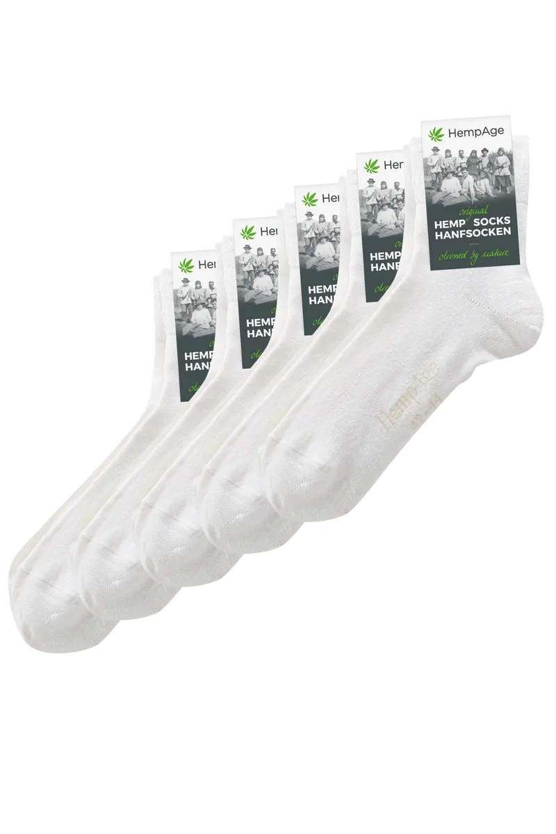 HempAge Hempage Herren vegan 5er-Pack Socken Classic White, Weiß, – Produktbild 1 von 1