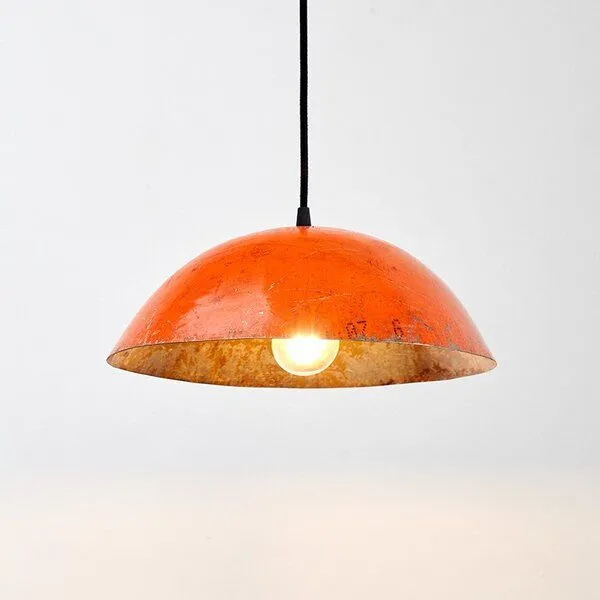 Moogoo Creative Africa Moogoo Creative Africa Kleine Deckenleuchte aus recycelten Ölfässern 34cm Durchmesser Industrial Design Upcycling, Orange, – Produktbild 2 von 4