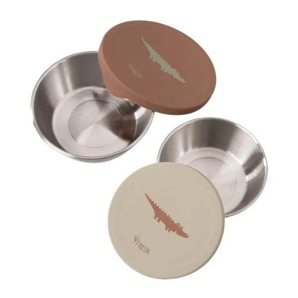 Fresk Snackbox-Set für Kinder – 2 Edelstahldosen mit Silikondeckel, Crocodile, – Produktbild 2 von 2