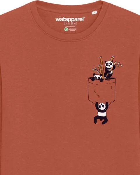 watapparel watapparel Sweatshirt Unisex Pocket Pandas, Heritage brown, – Produktbild 3 von 3