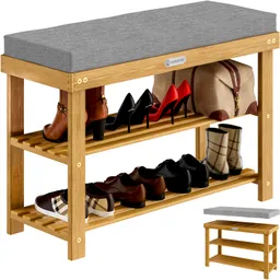 Casaria® Schuhbank FSC®-zertifiziertes Akazienholz 90x30x48cm – Produktbild 1 von 1