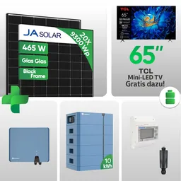SOLPLANET PV Anlage 9,3 kWp – 20× Ja 465W Black Frame JAM54D40-465/LR  & Solplanet ASW 10kH-T3 Hybrid mit Solplanet Ai-HB G2 Pro Speicher + TCL 65" Smart TV gratis / inkl. 0 % MwSt. für Privatkunden – Produktbild 1 von 1
