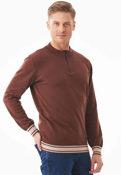 ORGANICATION ORGANICATION Pullover aus Bio-Baumwolle mit Troyerkragen, Radical brown, – Produktbild 3 von 4