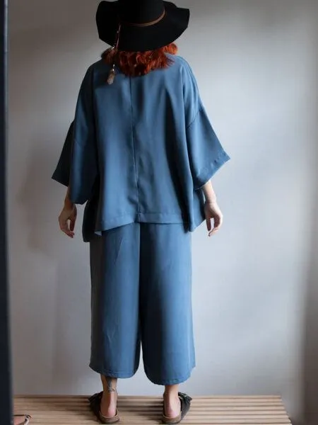 Ecostories Ecostories weite Tencel Hose Blueish Moon, Rauchblau, – Produktbild 3 von 4