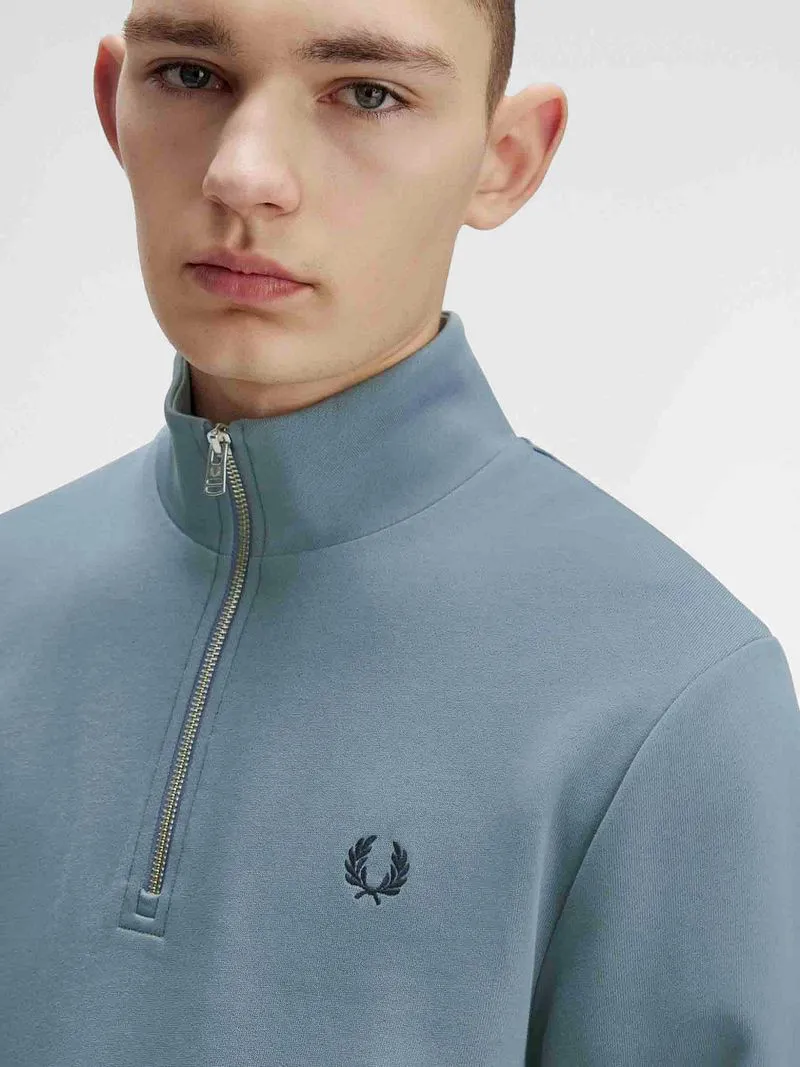 Fred Perry Fred Perry Half Zip Pullover Blau - Größe S, Grün, – Produktbild 2 von 5