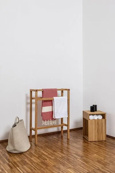 kleiderleiter_de kleiderleiter_de Handtuchhalter, Handtuchständer KARL aus massiver Eiche – Produktbild 2 von 4