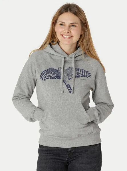 Peaces.bio - handbedruckte Biomode Peaces.bio - handbedruckte Biomode Bio-Hoodie Sperber Damen, Hellgrau, – Produktbild 2 von 3