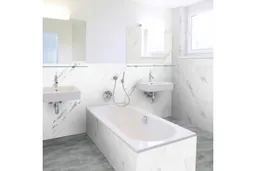 woodstore24 Wandfliese SPC-Vinyl, Carrara‑Marmor, Hochglanz, wasserfeste Wandverkleidung für Küche und Bad, Wandpaneel mit Click-Verbindung, 600 mm x 300 mm x 3,7 mm, (2,16 m² / Paket) – Produktbild 1 von 1