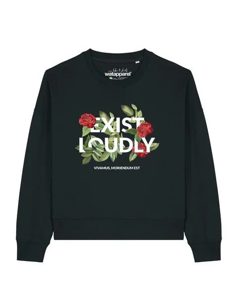 watapparel watapparel Sweatshirt Frauen Exist Loudly, Black, – Produktbild 1 von 3