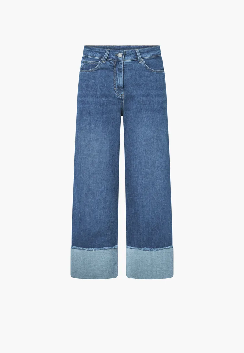 LAURIE LAURIE Damen vegan Jeans Carol Turn Up Loose Crop Washed Blau, Dunkelblau, – Produktbild 1 von 2
