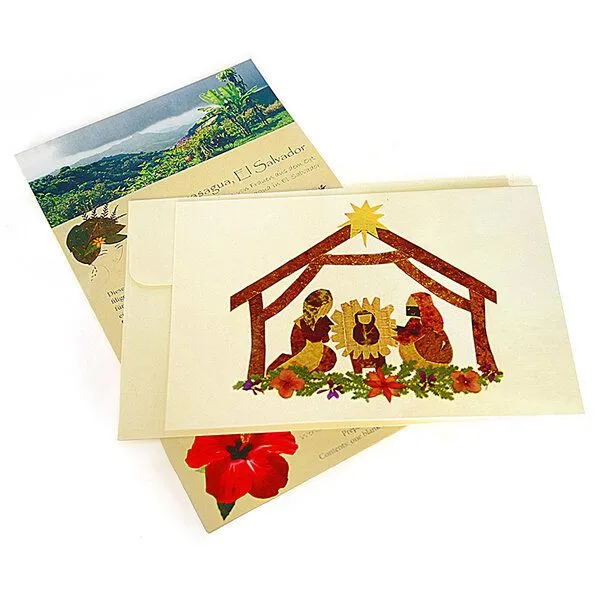 GLOBO Fair Trade GLOBO Fair Trade Grusskarte KRIPPE Weihnachten, getrocknete Wildblumen – Produktbild 1 von 1