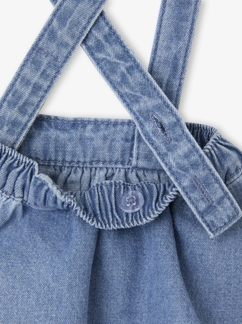 Vertbaudet Jeansrock mit verstellbaren Träger und Volants Mädchen, Blue stone, – Produktbild 3 von 3