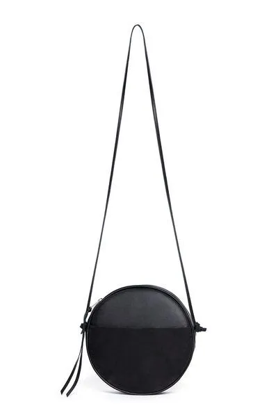 ELEKTROPULLI Runde Schultertasche RUT aus Leder von ElektroPulli, Schwarz glatt / schwarz matt, – Produktbild 1 von 2
