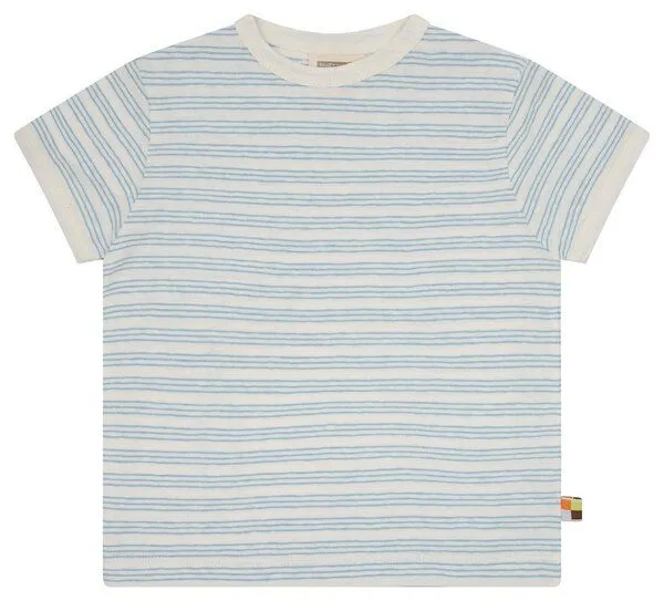 loud + proud loud + proud Babys & Kinder T-Shirt Streifen mit Leinen, GOTS-zertifiziert, Air(blau), – Produktbild 1 von 2