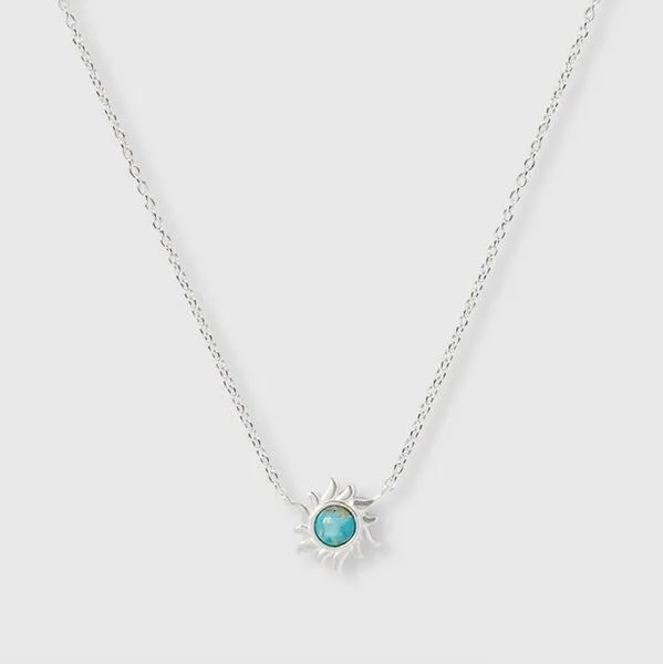 fejn jewelry fejn jewelry Kette 'precious sun' in Sonnenform, Türkis / silber, – Produktbild 2 von 3