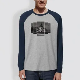 little kiwi little kiwi Männer Langarm-T-Shirt, "Ballhaus", Heather Grey/Navy – Produktbild 1 von 1