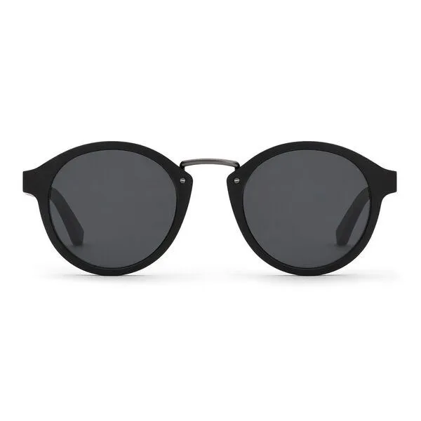 TAKE A SHOT TAKE A SHOT Runde Sonnenbrille aus Holz für Damen und Herren, Schwarz (schwarz / eiche / grau), – Produktbild 1 von 4