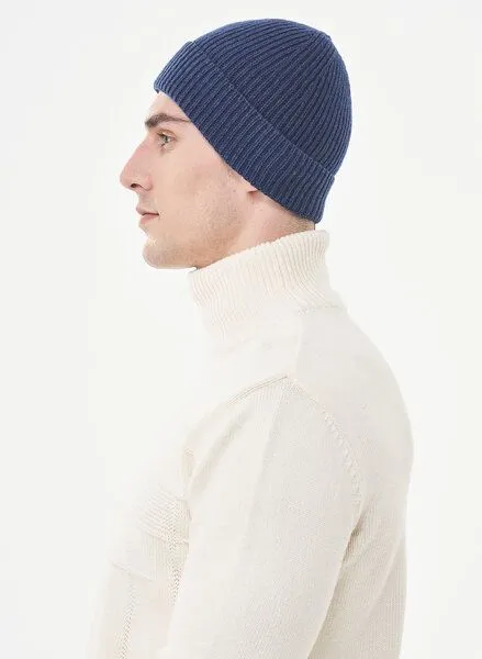 ORGANICATION ORGANICATION Strick-Beanie aus Bio-Merinowolle und Bio-Baumwolle, Petrol blue, – Produktbild 4 von 4