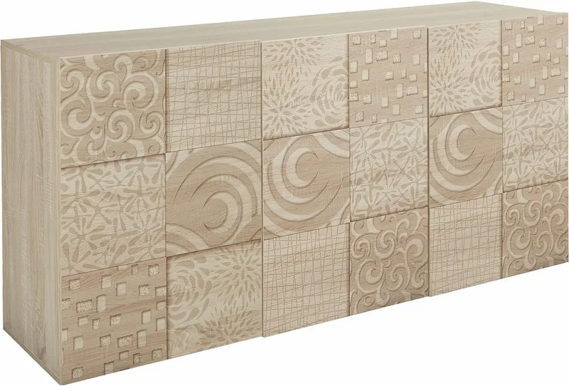 Home affaire Sideboard Miro, Breite 181 cm mit dekorativem Siebdruck, Beige, – Produktbild 7 von 8
