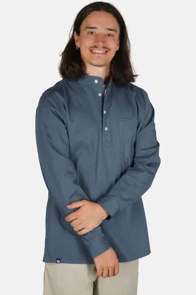 Hanseheld Hanseheld Fischerhemd GOTS Organic, Jeans blau uni, – Produktbild 4 von 4