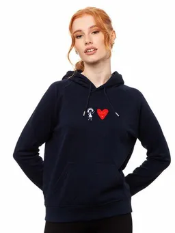 FellHerz FellHerz Damen Stick Hoodie Love navy aus 85% Biobaumwolle und 15% recyceltem Polyester – Produktbild 1 von 1