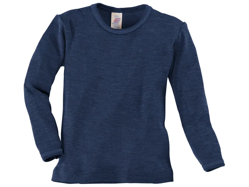 Engel natur Engel Natur Kinder Langarmshirt Unterhemd Wolle Seide marine Gr.116, Blau, – Produktbild 1 von 2