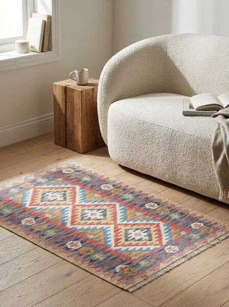 Rugtales Kelim Gashgai Blau „Rugtales“ aus Schurwolle, 101x152 cm, Blau, – Produktbild 1 von 4