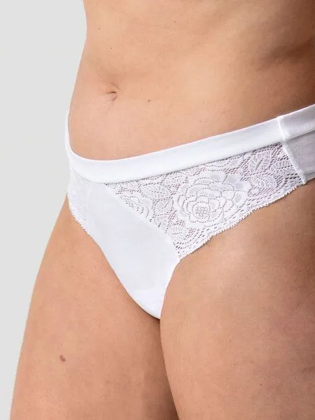 erlich textil erlich textil Gertrud String mit Spitze aus Bio-Baumwolle, Weiß, – Produktbild 2 von 7