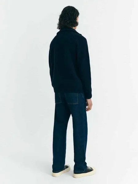 thinking mu thinking mu Herren Troyer - Ekaiz Knitted Sweater - aus Wolle, Navy (blau), – Produktbild 3 von 4