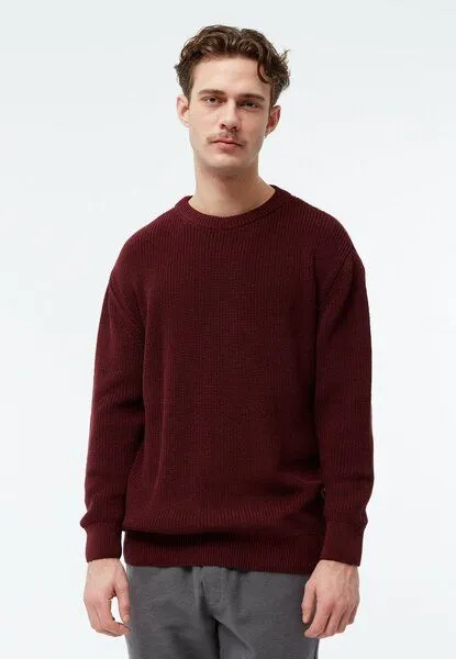 Givn Berlin Givn Berlin Strickpullover GBBRENDAN loose Fit aus Bio-Baumwolle, Dunkelrot, – Produktbild 1 von 4