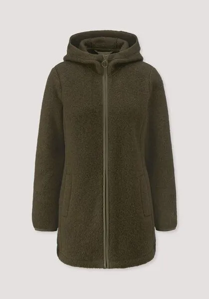 hessnatur hessnatur Wollfleece-Jacke mit Kapuze Regular aus reiner Bio-Merinowolle, Vintage oliv, – Produktbild 4 von 4