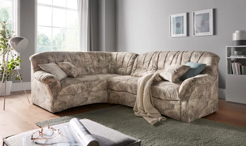 DOMO collection Ecksofa Bahia L-Form, B/T: 256/200 cm, belastbar bis 140kg/Sitz, mit Federkern, Microfaser MELROSE®, Braun, – Produktbild 3 von 5