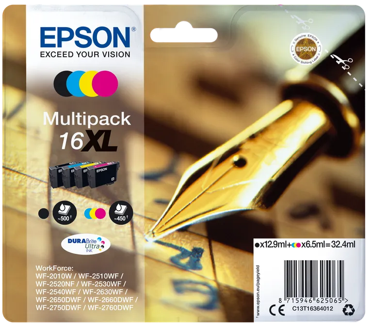 Epson Epson 4er Set Tintenpatronen 16 XL Multipack schwarz, cyan, magenta, yellow – Produktbild 1 von 4