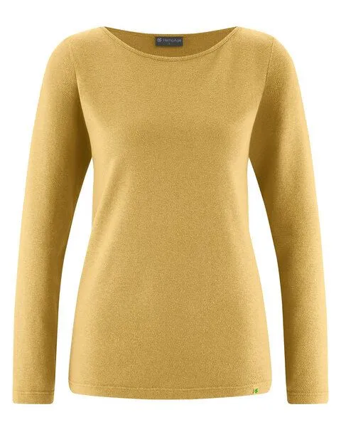 HempAge HempAge Damen Longsleeve Hanf/Biobaumwolle, Dijon (gelb), – Produktbild 1 von 4