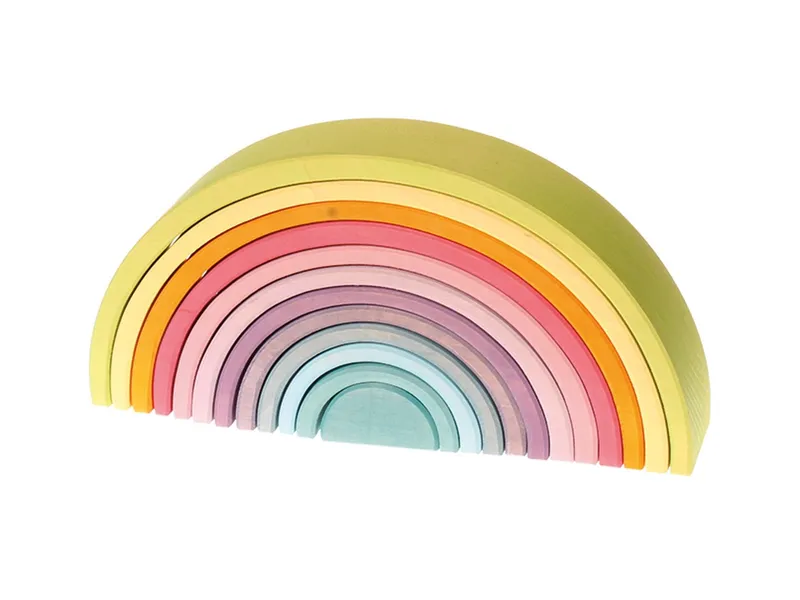Grimms Grimms Großer Regenbogen aus Lindenholz, 12-teilig, pastell lasiert Maße 38 x 7 x 16,5 cm, Mehrfarbig, – Produktbild 1 von 2
