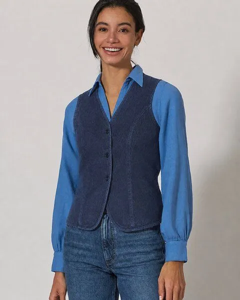 HempAge HempAge Damen Weste Hanf/Biobaumwolle Slim Fit, Navy (blau), – Produktbild 2 von 4