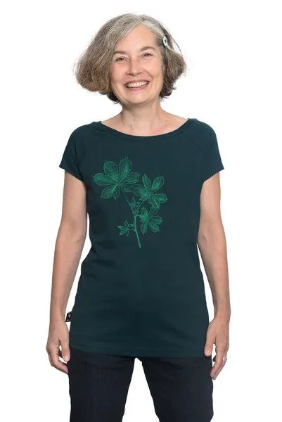 Hirschkind Hirschkind Fair-Trade-Frauenshirt "Kastanie" dunkelgrün - Made in Kenia – Produktbild 1 von 2