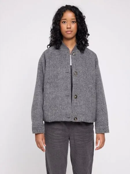 Mazine Mazine Bomberjacke in Woll-Optik aus recykeltem Plastik, Grau, – Produktbild 3 von 4