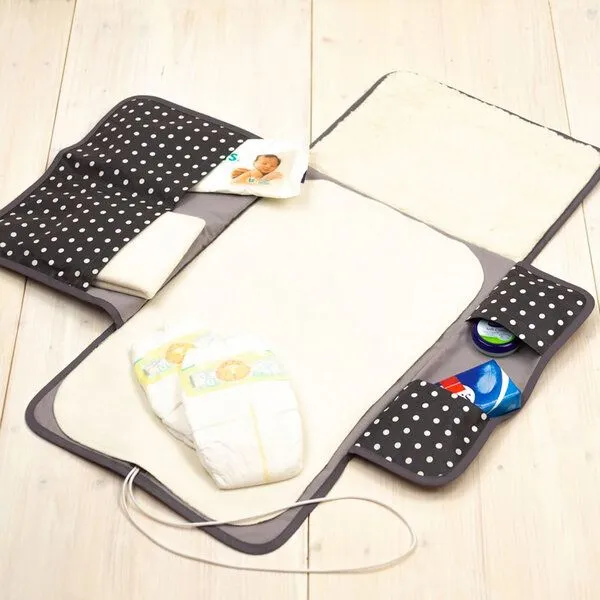 Flosinn Flosinn Wickeltasche Wickelunterlage Wickelclutch abwischbar, Grau (anthrazit), – Produktbild 3 von 4
