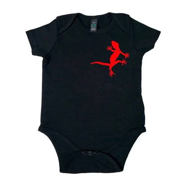 HANDGEDRUCKT HANDGEDRUCKT "2 Geckos" Baby Body, Black, – Produktbild 1 von 3