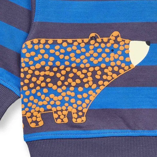 Sense Organics Sense Organics Baby Sweatshirt, Modell SIAM, Blau-navy geringelt mit bär, – Produktbild 3 von 4