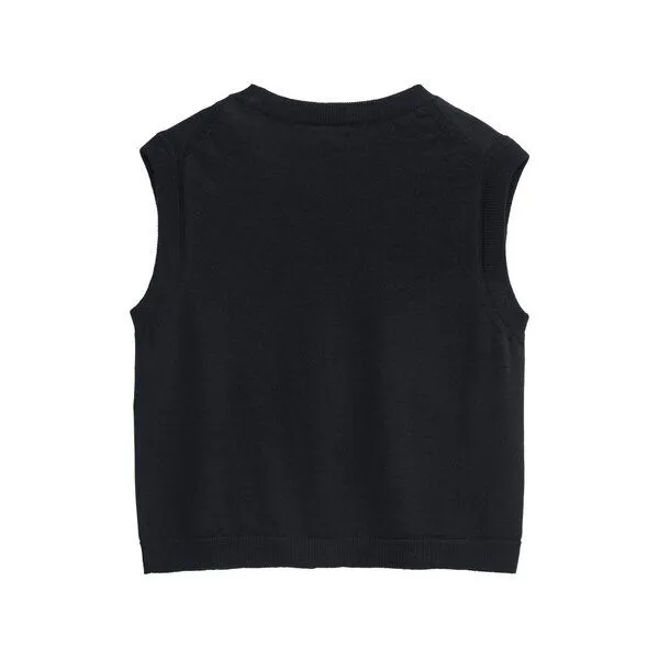 People Wear Organic People Wear Organic Merino Strick Pullunder, schwarz uni, Schwarz, – Produktbild 4 von 4