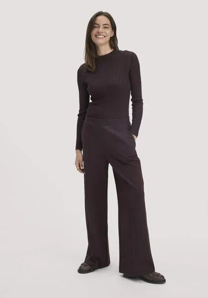 hessnatur hessnatur Jersey-Hose Relaxed Wide Leg aus Bio-Baumwolle, Schwarzbeere, – Produktbild 1 von 3